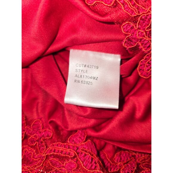 Tadashi Shoji Red Lace Sleeveless V-Neck Cocktail Dress Size 4 Elegant Floral - Picture 6 of 9